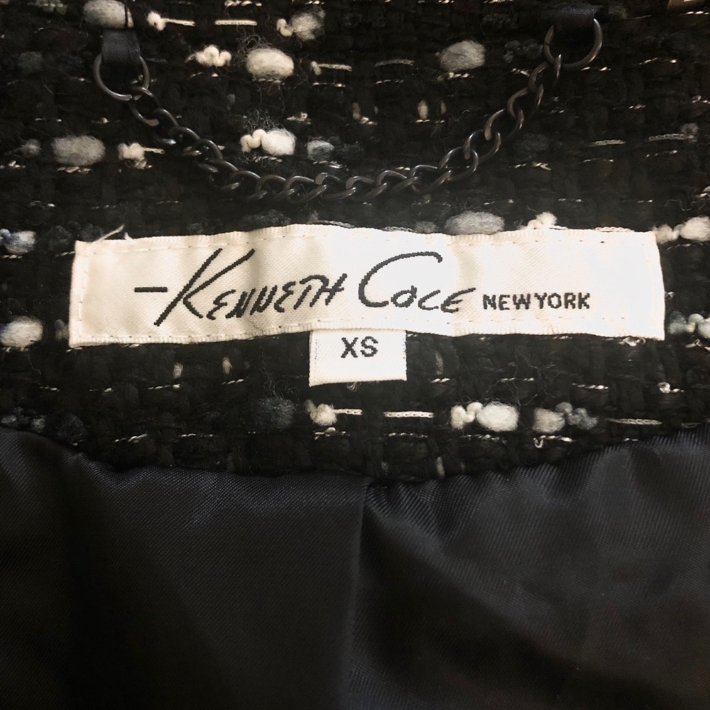 KENNETH COLE Coat Wool Ribbon Tweed Button - Picture 9 of 14